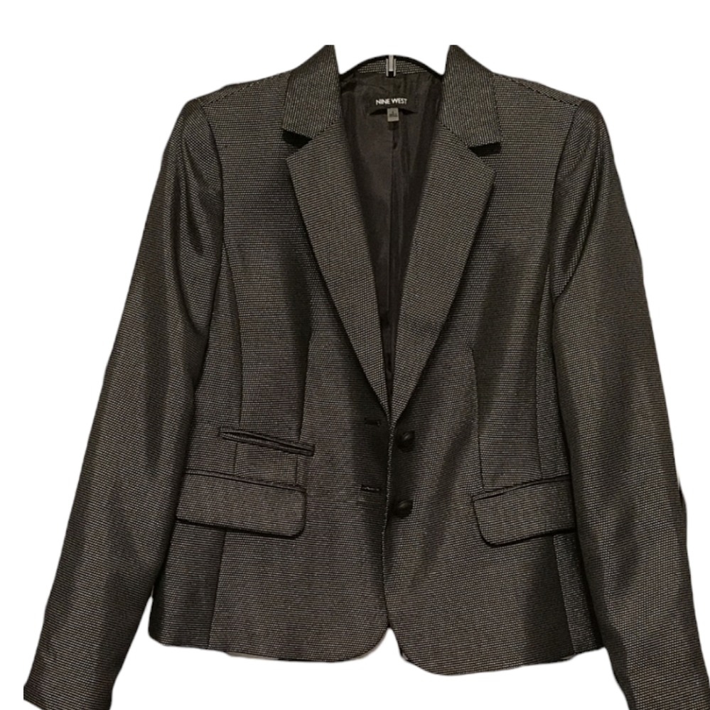 New Black & Silver Metallic Nine West Blazer sz 8
